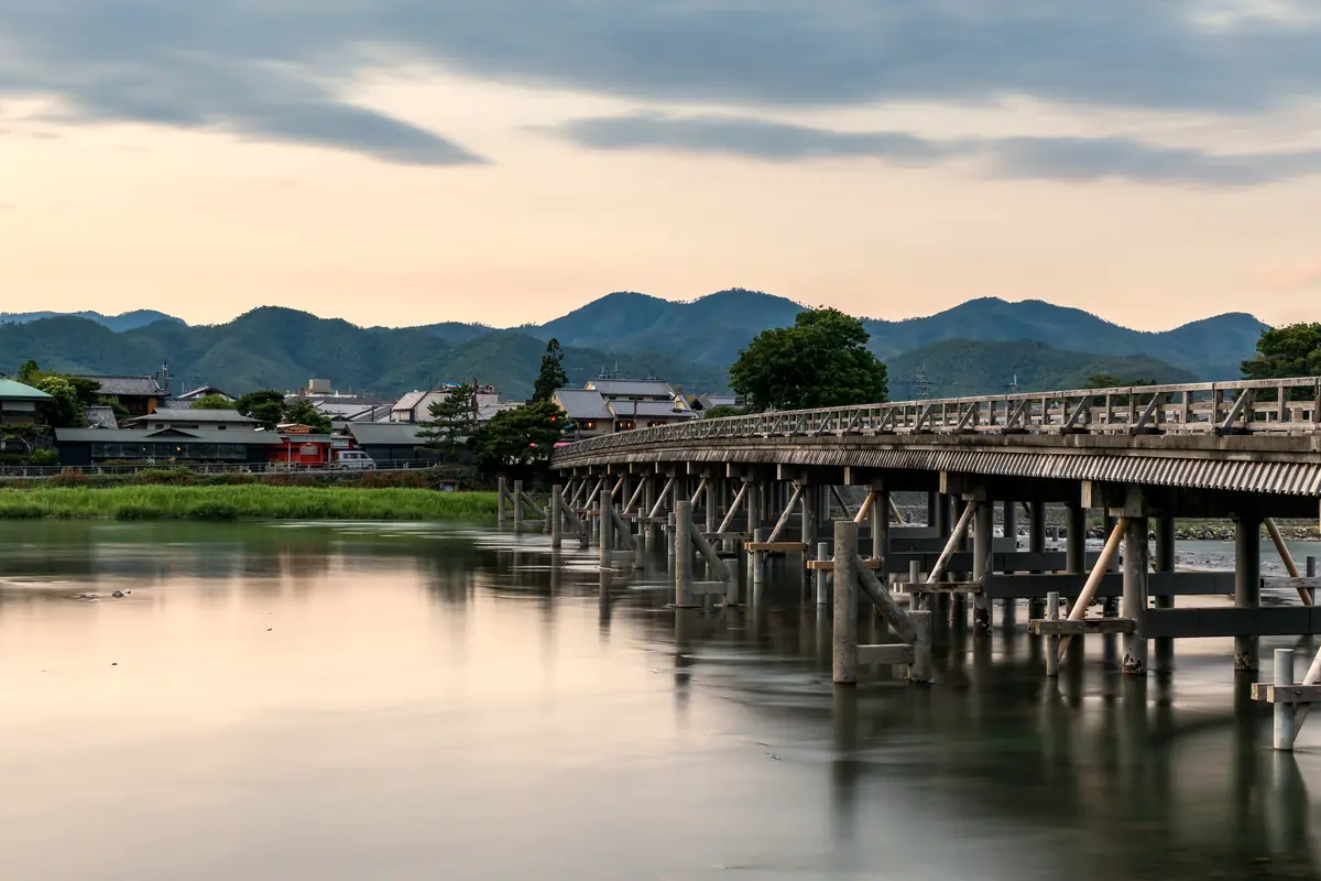 Togetsu-kyo at dusk, Arashiyama, Kyoto
