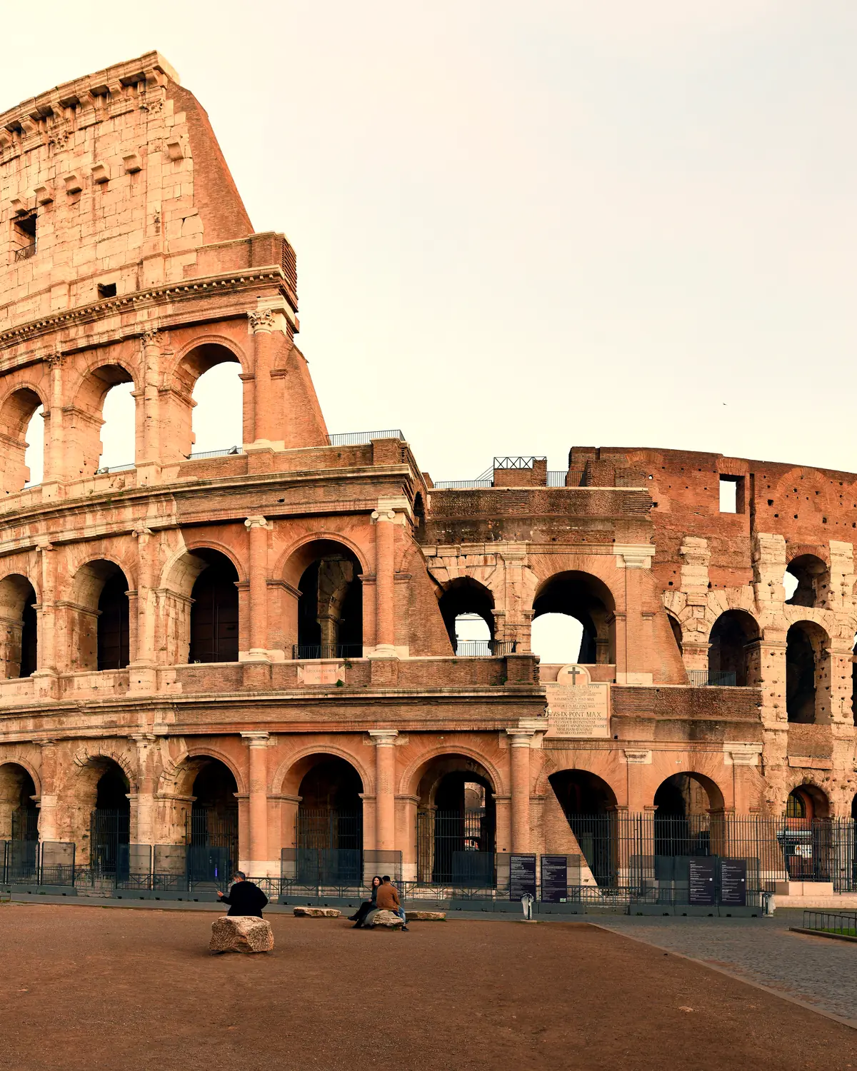The Colosseum in Rome, the outer arches in late light